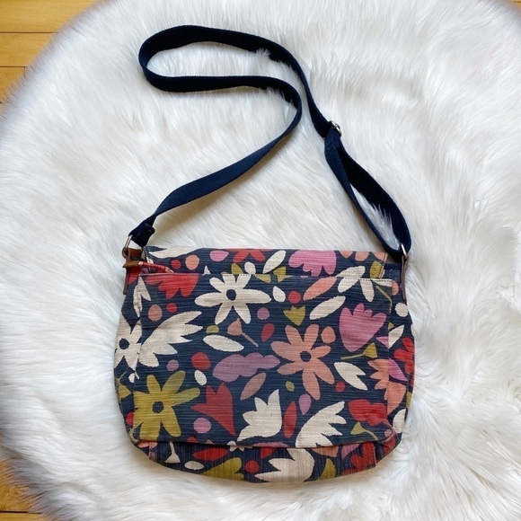 Fossil Blake Canvas Messenger Bag Floral Blue - Picture 3 of 8